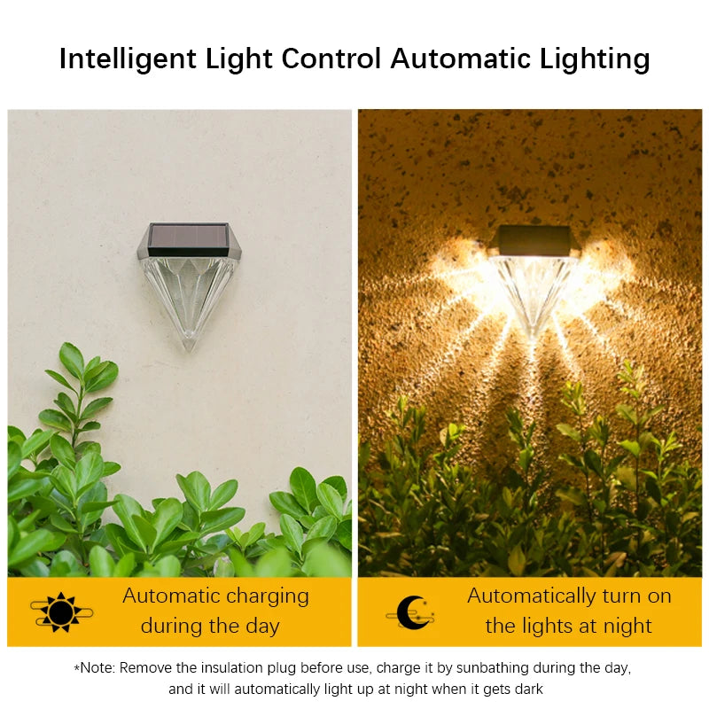 2x Solar Wandlamp Buiten – Diamond Design LED Sfeerverlichting