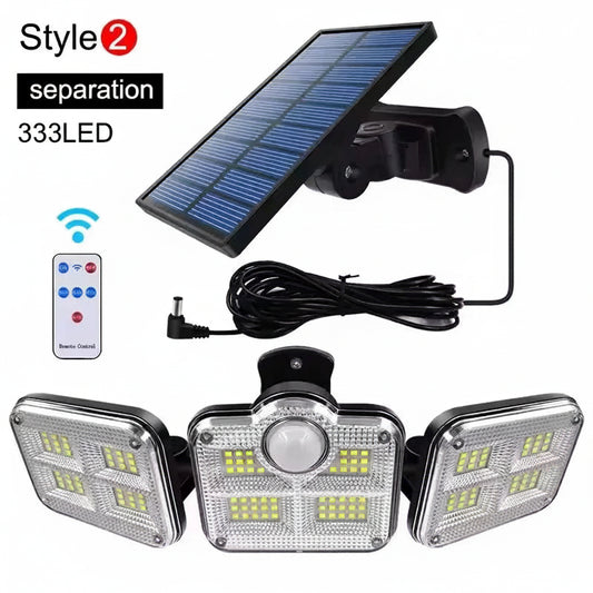 Solar Sensor veiligheids Wandlamp 333 LED – Met Geïntegreerd of Los Zonnepaneel (Flexibele Installatie)