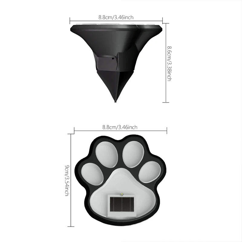 4 Stuks Kat & Hond Solar Tuinlampen –  LED Pootafdruk Verlichting