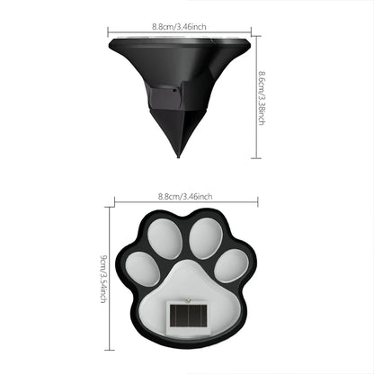 4 Stuks Kat & Hond Solar Tuinlampen –  LED Pootafdruk Verlichting