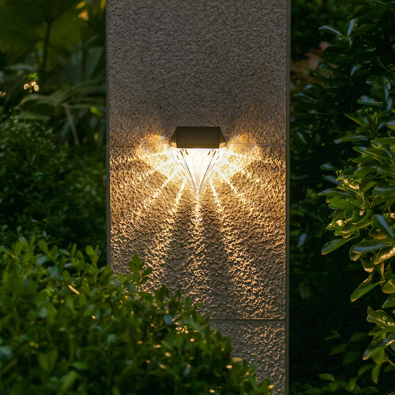 2x Solar Wandlamp Buiten – Diamond Design LED Sfeerverlichting
