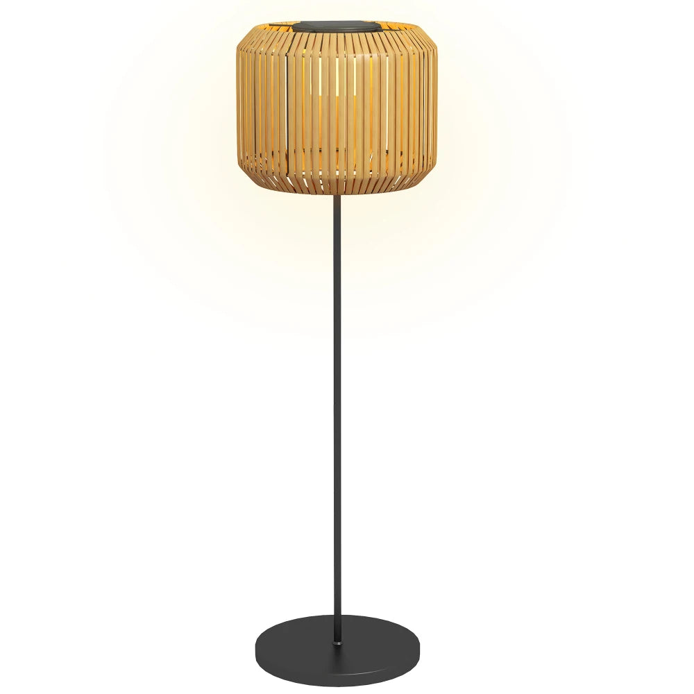 Solar Rattan Tuinlamp Buiten – LED Vloerlamp 130cm, Automatisch Aan/Uit, IP44 Weerbestendig