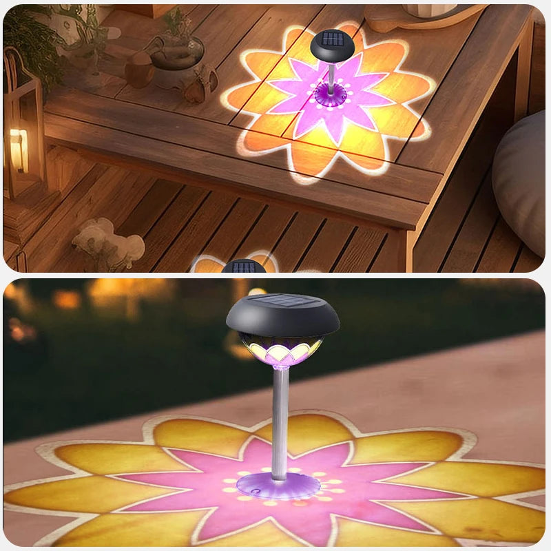 3-in-1 Solar Tuinlamp – Multifunctionele LED Buitenverlichting met 'Projectie' effect