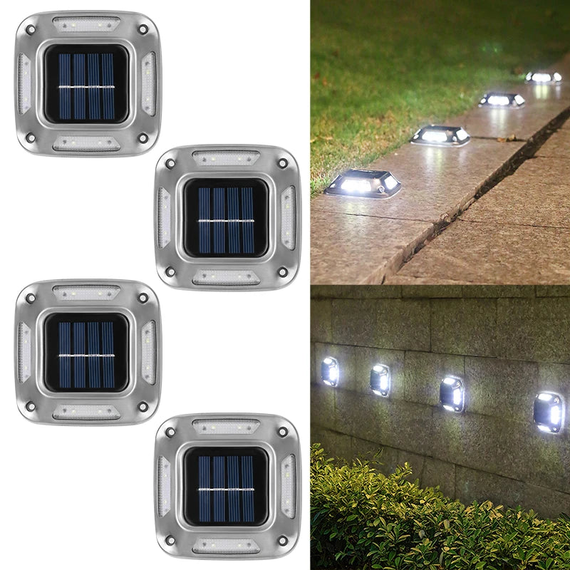4-Pack Solar Grondlampen 8 LED – Waterdichte Tuinverlichting voor Oprit & Pad