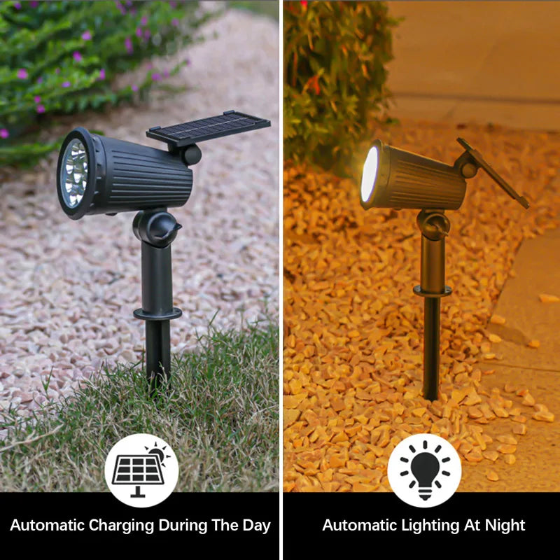 Solar Spotjes 9 LED – Verstelbare Tuinverlichting (Warm, Wit of RGB)