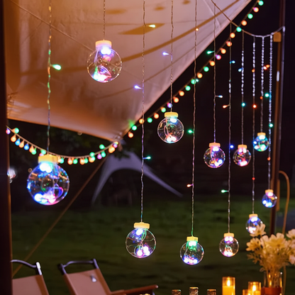 Solar Fairy Curtain Lights – 12 Bollen Buitenverlichting met Afstandsbediening