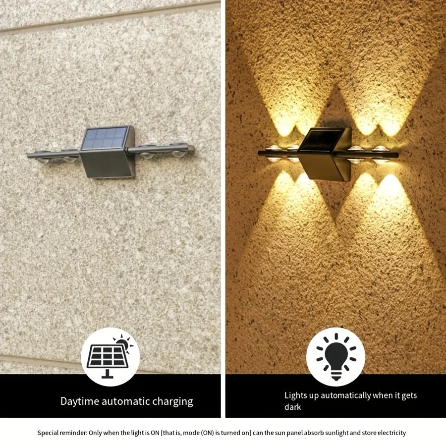 Solar Wandlampen Buiten – 8 LED Up & Down Verlichting voor Tuin & Gevel
