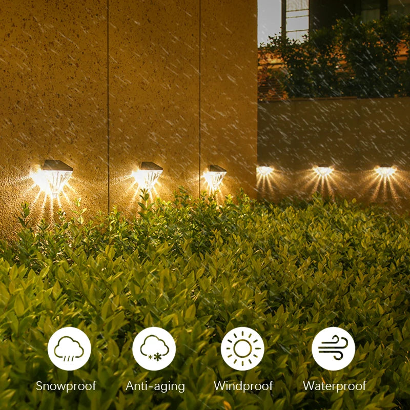 2x Solar Wandlamp Buiten – Diamond Design LED Sfeerverlichting