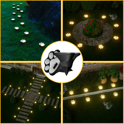 4 Stuks Kat & Hond Solar Tuinlampen –  LED Pootafdruk Verlichting