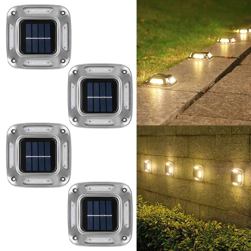 4-Pack Solar Grondlampen 8 LED – Waterdichte Tuinverlichting voor Oprit & Pad