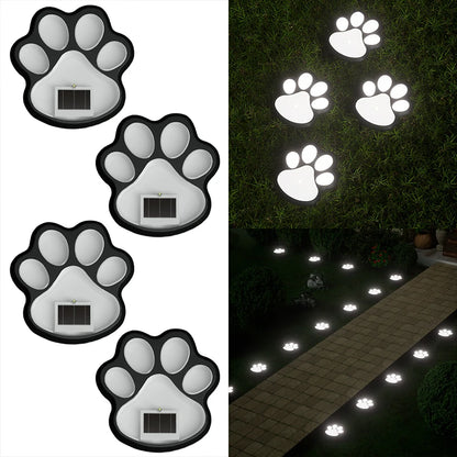 4 Stuks Kat & Hond Solar Tuinlampen –  LED Pootafdruk Verlichting