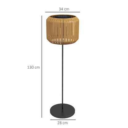 Solar Rattan Tuinlamp Buiten – LED Vloerlamp 130cm, Automatisch Aan/Uit, IP44 Weerbestendig