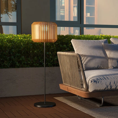 Solar Rattan Tuinlamp Buiten – LED Vloerlamp 130cm, Automatisch Aan/Uit, IP44 Weerbestendig