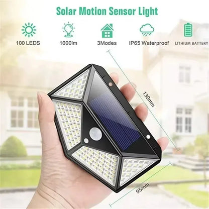 Solar Wandlamp 100 LED's – Buitenverlichting met Bewegingssensor
