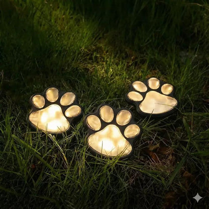 4 Stuks Kat & Hond Solar Tuinlampen –  LED Pootafdruk Verlichting